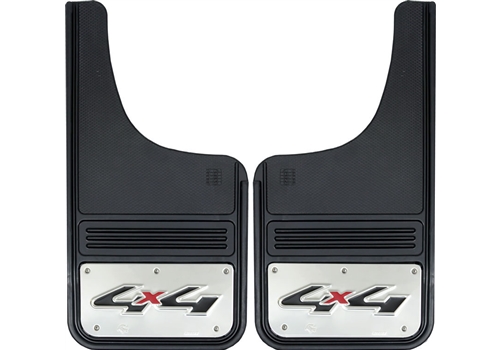 Truck Hardware 2-Pc Front Stainless "Black 4x4" Mud Flap Set